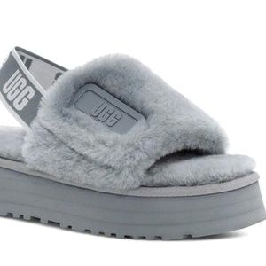 UGG Disco Slide Cozy Thick Sole Casual Slipper Gray 1112258 size 8